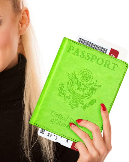 BB-green Passport and Vaccine Card Holder Combo with Vaccine Card Slot, Wallet, Cover for Women and Men