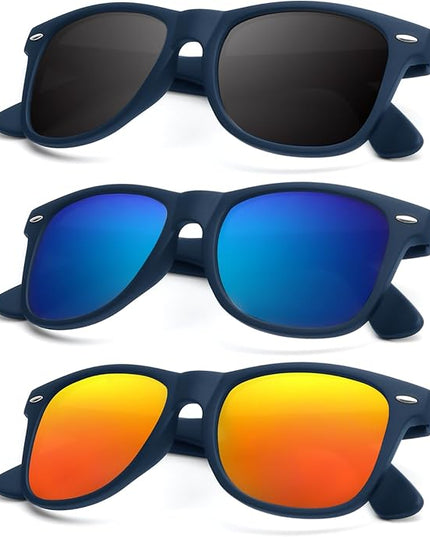 KALIYADI Polarized Sunglasses for Men and Women Matte Finish Sun glasses Color Mirror Lens UV Blocking (3 Pack)
