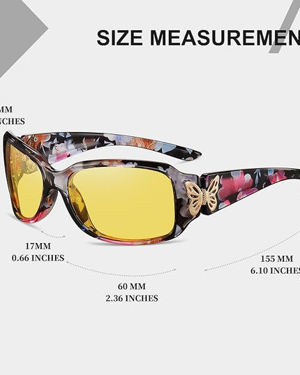 HAOLOTA Women's Polarized Sunglasses - Fashionable Wraparound Butterfly Design with UV400 Protection