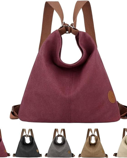 Multi Ways Convertible Canvas Shoulder Bag Tote Purse Backpack Crossbody Bags for Women Trendy Vintage Small Travel