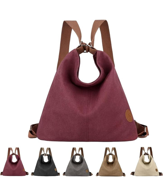 Multi Ways Convertible Canvas Shoulder Bag Tote Purse Backpack Crossbody Bags for Women Trendy Vintage Small Travel