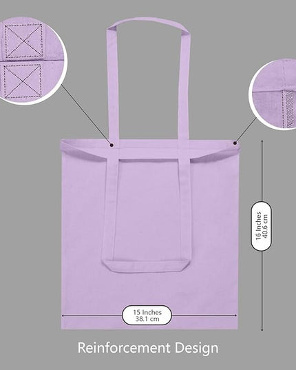 TOPDesign 24-Pack Economical 16"x15" Lavender Cotton Tote Bags, Lightweight Medium Reusable Grocery Shopping Cloth Bags, Suitable for DIY, Advertising, Promotion, Gift, Activity