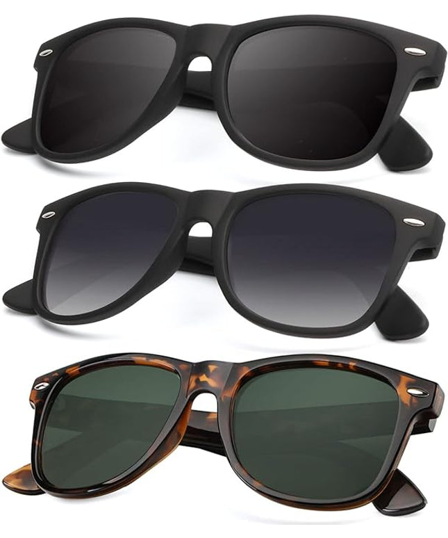KALIYADI Polarized Sunglasses for Men and Women Matte Finish Sun glasses Color Mirror Lens UV Blocking (3 Pack)