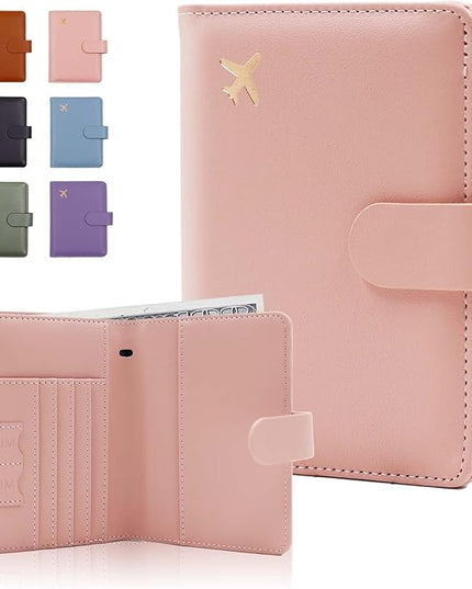 Melsbrinna Premium Leather Passport Holder Covers Case, Waterproof Rfid Blocking Travel Wallet Passport Holder with Pen Holder, Cute Passport Book for Women/Men