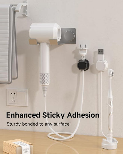 9 Pack Cord Organizer, Spring Cable Management, Adhesive Cute Cable Holder Clips, Phone Charger Wire Keeper for Desk Nightstand Car Office (9-Pack White_Orange_Black)