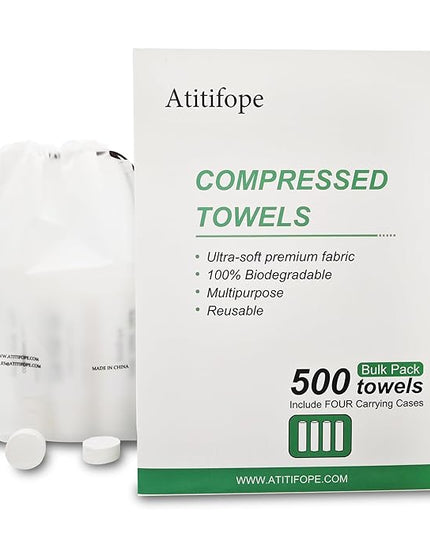Compressed Towel Camping Hiking Travel Reusable Clean Towels Coin Tissues Bulk Pack 500Count