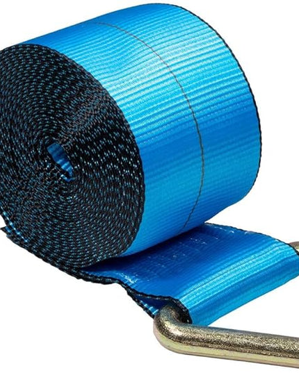 Mytee Products 10 Pack Winch Straps 4" x 30' Blue Heavy Duty Tie Down w/Delta Ring WLL# 5400 lbs | 4 Inch Cargo Control for Flatbed Truck Utility Trailer