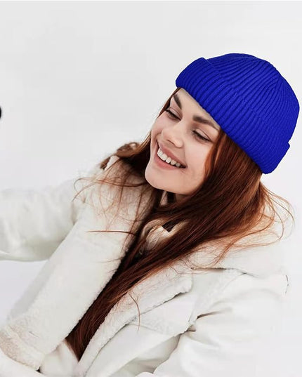 ROYBENS Swag Wool Knit Cuff Short Fisherman Beanie for Men Women, Winter Warm Hats