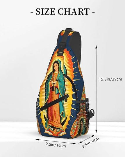 Our Lady of Guadalupe Sling Bag Crossbody Bags Clovers Chest Bag for Travel Hiking for Men Women Virgin Marys 5