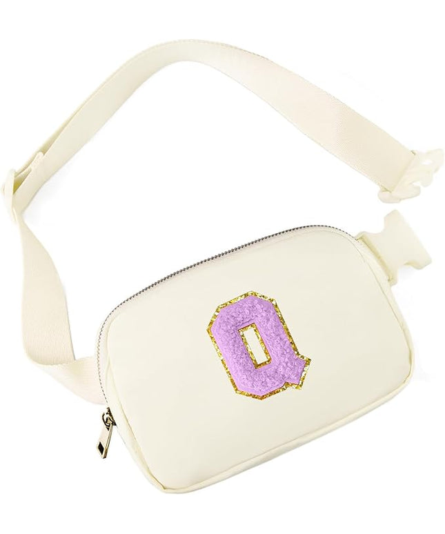 Gitus Gifts for 8 9 10 11 12 Year Old Girls Belt Bag Fanny Pack Crossbody Bags with Initial Letter Patch Cute Stuff Birthday Gifts for Teen Girls Women Personalized Trend Stuff (Ivory-Q)