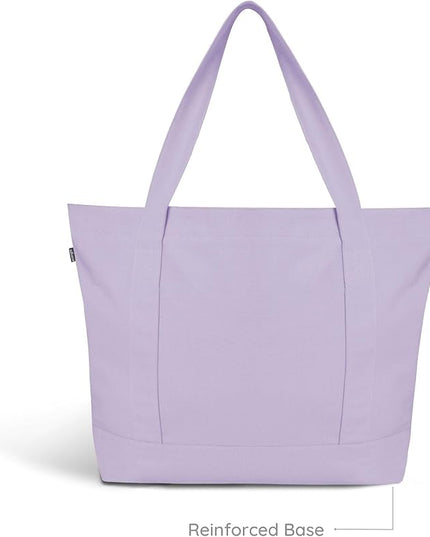 Eco Right Canvas Tote Bag for Women with Zip & Inner Pocket, 100% Organic Cotton Tote Bags for Men, Shopping, Beach