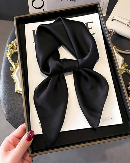 CHUNG Women's Square Satin Scarf 27.5" Bandanas Solid 50s Retro Neck Scarves Emulation Silk Handbag Hair Ribbons Necktie