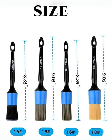 6pcs Car Detailing Brush Set-2pcs Boars Hair Car Detailing Brushes,2pcs Ultra Soft No Scratch Detailing Brush for Air Vent,Leather Seat 2pcs Detail Brushes for Interior Exterior(Blue)