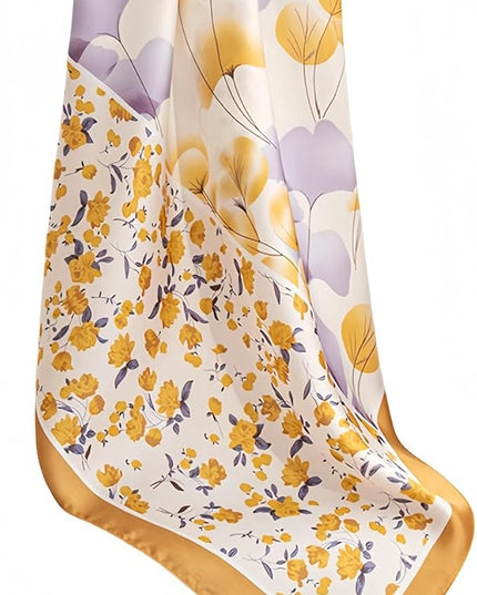 MINIDORA Satin Scarves for Women 27.5 × 27.5 inches Medium Square Elegant Silk Feeling Head Scarf