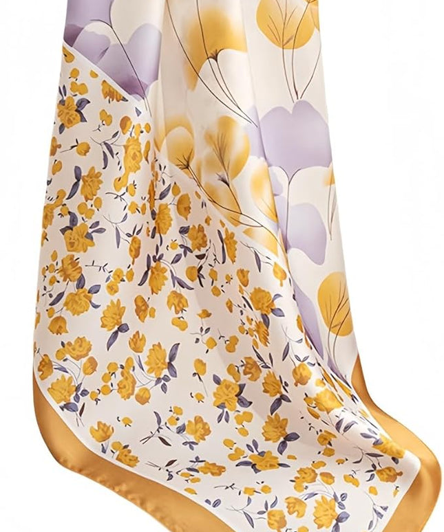 MINIDORA Satin Scarves for Women 27.5 × 27.5 inches Medium Square Elegant Silk Feeling Head Scarf