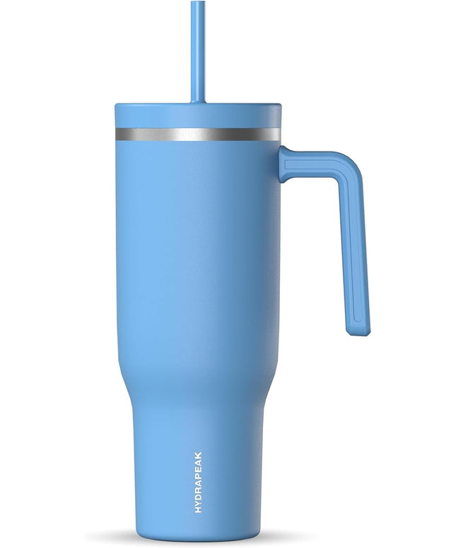 Hydrapeak Voyager 40 Oz Stainless Steel Tumbler with Handle, Insulated Water Bottle With Straw & Lid, Cupholder Friendly Reusable Travel Mug (Maya)