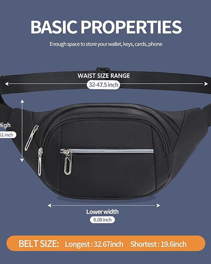 DAITET Crossbody Fanny Pack for Men&Women,Large Waist Bag & Hip Bum Bag with Adjustable Strap for Outdoors Workout Traveling Casual Running Hiking Cycling