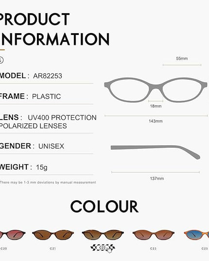 Retro Oval Cat Eye Sunglasses for Women Y2k Trendy Narrow Sunnies Designer Sun Glasses AR82253