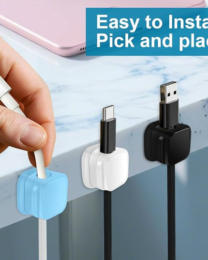 18 Pack Cord Organizer Holder, Magnetic Cable Clips Management, Easy Adhesive Phone Charging Cable Keeper, Hide Or Organize Desk Cable for Kitchen, Office, Car, Nightstand（3Colors）