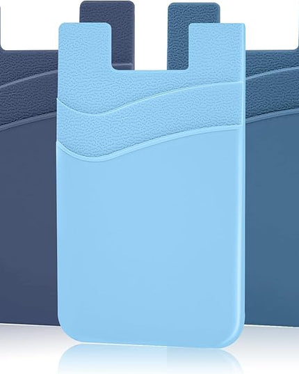 SS Phone Wallet, Phone Card holder for Phone Case Credit Card Holder Stick on, Navy Pastel Blue
