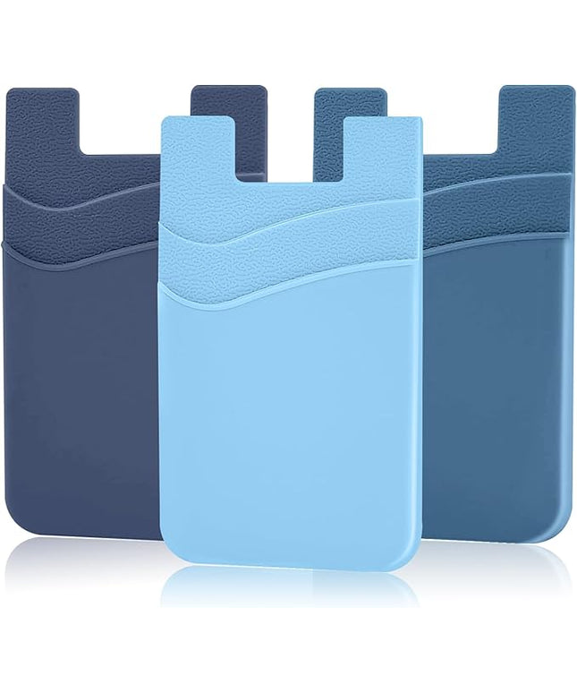 SS Phone Wallet, Phone Card holder for Phone Case Credit Card Holder Stick on, Navy Pastel Blue