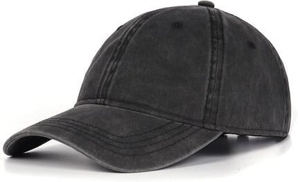 XXL Oversize Washed Denim Baseball Cap,Low Profile Jean Sports Cap for Big Heads 23.5"-25.5",Large Pigment Dyed Dad Hat