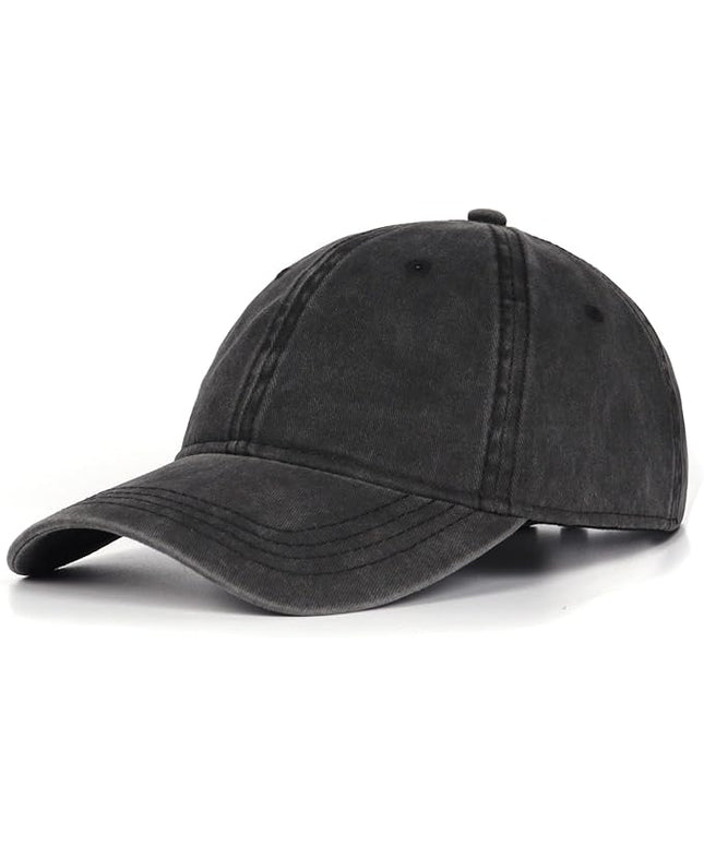 XXL Oversize Washed Denim Baseball Cap,Low Profile Jean Sports Cap for Big Heads 23.5"-25.5",Large Pigment Dyed Dad Hat