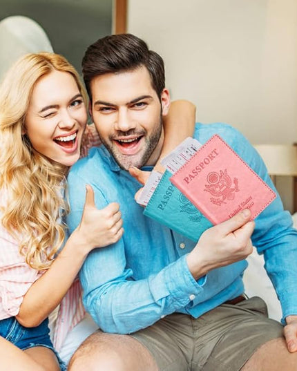 Eoehro Passport Holder for Travel Essentials-2Pack, Passport Wallet Cover Case for Travel Must Haves Accessories,Passport Book Holders for Women and Men