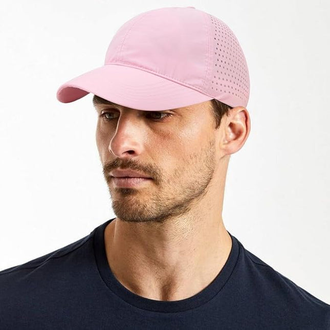 Xinveen Quick Dry Baseball Cap Curved Brim Snapback Hat Laser Cut Mesh Ball Cap Golf Ball Cap for Men Women