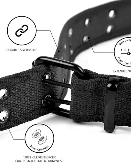 Boxed Gifts Parquet Casual Canvas Belt - Double Hole, Double Grommets for Men & Women