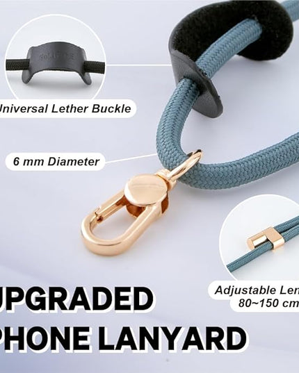 Universal Phone Lanyard, Anti-Theft Crossbody Strap for iPhone 17 Pro Max and Most Smartphones, Adjustable Cell Phone Neck Holder w/ 2 Non-Adhesive Tether Tabs for Men and Women, Teal/Gold