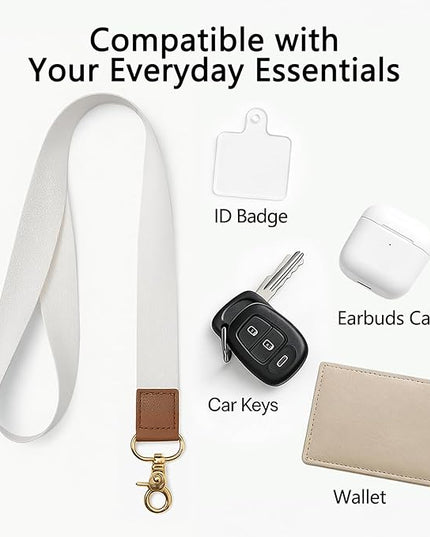Cell Phone Lanyard with Wrist Strap, Pure White Neck Lanyard for Phones, Keychain, Wallet and ID Badge – Universal Set
