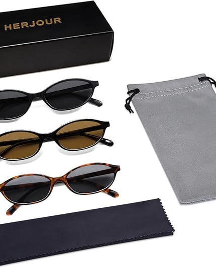 Retro Oval Cat Eye Sunglasses for Women Y2k Trendy Narrow Sunnies Designer Sun Glasses AR82253
