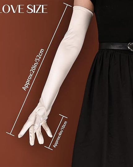 THARAHT Women Long Gloves with Satin Elbow Length for 1920s Opera Tea Party Costumes Bridal Evening Dress