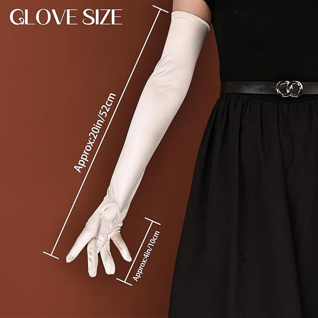 THARAHT Women Long Gloves with Satin Elbow Length for 1920s Opera Tea Party Costumes Bridal Evening Dress