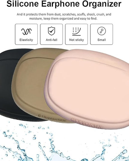 Silicone Headphone Organizer - Data Cable Storage Case - Mini Key Box - Portable Wired Headset Storage Bag (Black - Brown - Nude-3PCS)