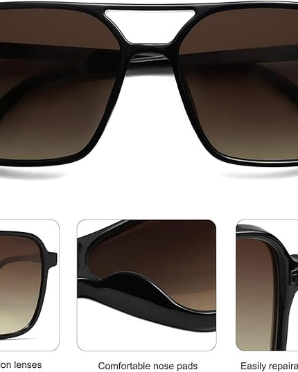 SOJOS Trendy Vintage Aviator Square Sunglasses For Womens Mens Retro 70s UV400 Women Sun Glasses SJ2327