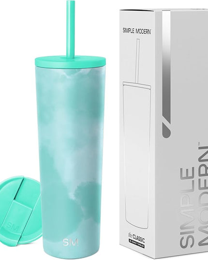 Simple Modern Classic Tumbler with Lid and Straw | Insulated Iced Coffee Cup Reusable Stainless Steel Water Bottle Travel Mug | Gifts for Women Men Her Him | 28oz | Ocean Tide