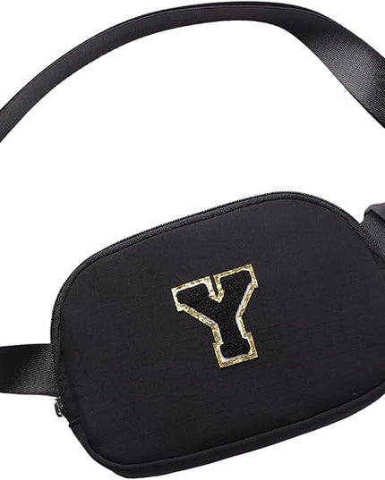 Glratn Initial Letter Belt Bag Crossbody Bags Fanny Pack For Girls，Birthday Gifts for 6 7 8 9 10 11 12 13 14 15 Year Old Girls,Purse for Kids,Cute Teen Trendy Stuff Travel Essentials.（Black-Y）