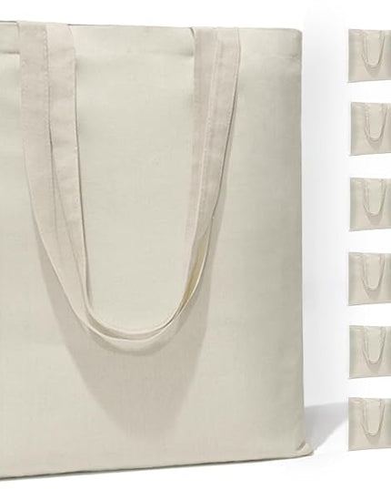 6 I 12 I 24 I 48 Pack Canvas Tote Bags,Reusable Blank Canvas for Shopping Bags,Grocery Bags,DIY Gift Bags