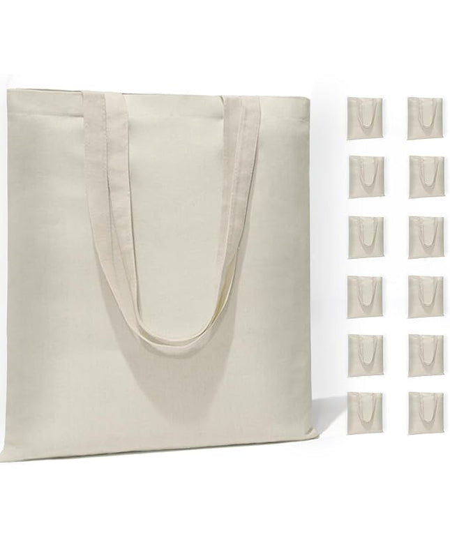 6 I 12 I 24 I 48 Pack Canvas Tote Bags,Reusable Blank Canvas for Shopping Bags,Grocery Bags,DIY Gift Bags