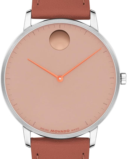 Movado Face Watch - Swiss Quartz, Leather Strap - Classic, Timeless Luxury Fashion Timepiece for Him or Her - 41mm