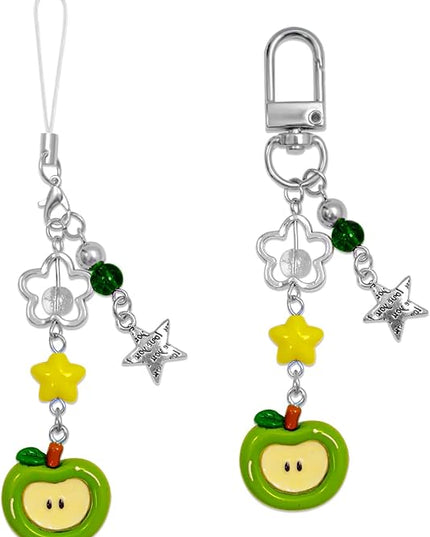 2PCS Cute Phone Charms Aesthetic Y2k Pink Guitar Strawberry Star Phone Straps Key Chains for Keys Bags Camera