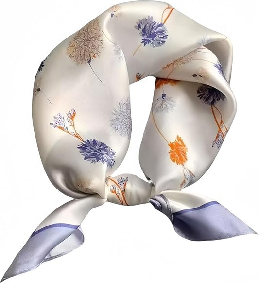 MINIDORA Satin Scarves for Women 27.5 × 27.5 inches Medium Square Elegant Silk Feeling Head Scarf