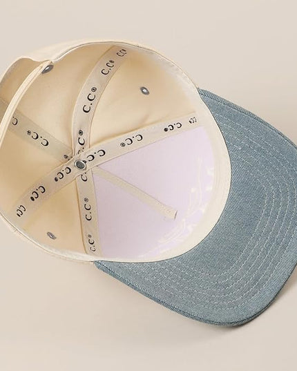 MIRMARU Two-Tone Vintage Canvas Trucker Hats for Men & Women, Adjustable Size Baseball Caps with Trendy Embroidered Design
