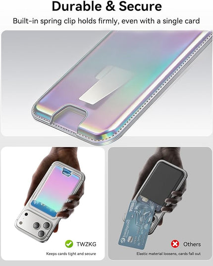 TWZKG for MagSafe Wallet, 3 Card Holder, Slim Magnetic Phone Wallet for iPhone 17/16/15/14/13/12 Pro Max Plus Air Series,RFID Blocking Vegan Leather,Rainbow