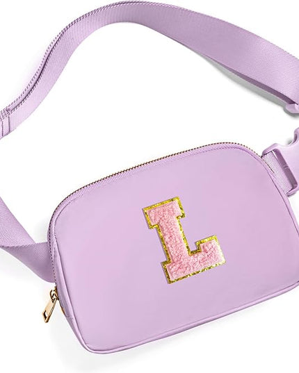 Gitus Initial Belt Bag Fanny Pack Crossbody Bag for Girls Birthday Gifts Age 8-10 Teen Girl Gifts Trend Stuff Personalized Letter Gifts for Daughter Sister (Lavender-L)