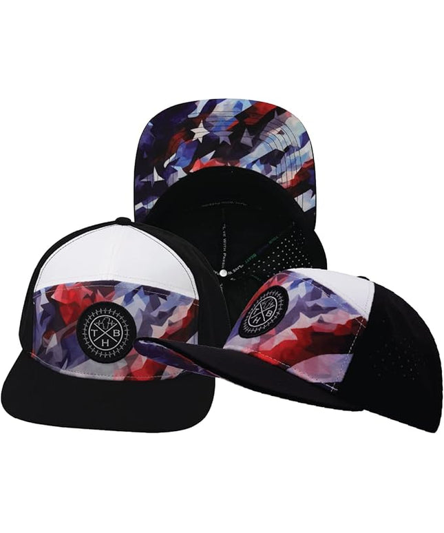 The Heartbeat Brand Color Vibes Flag Laser Mesh Snapback Hat for Men & Women | Flat Bill Trucker Hat | Undervisor Design