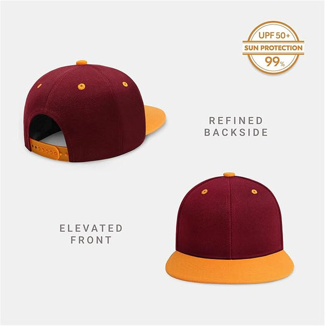 CHOK.LIDS Flat Bill Visor Classic Snapback Hat Blank Adjustable Brim High Top End Trendy Color Style Plain Tone Baseball Cap