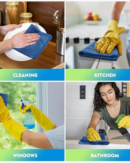 HOMEXCEL Lake Green Microfiber Cleaning Cloth 12 Pack 12.5 x 12.5 inch Microfiber Towels for Cars Ultra Absorbent Car Washing Cloth Lint Free Streak Free Cleaning Rags for Car, Kitchen Window
